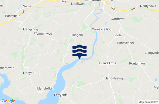 Llangain, United Kingdomの潮見表地図