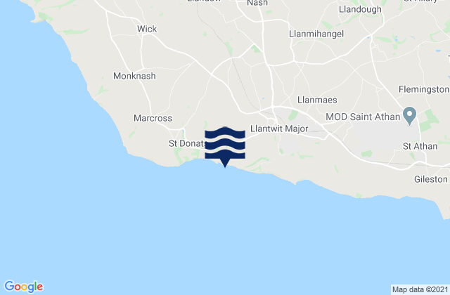 Llangan, United Kingdomの潮見表地図