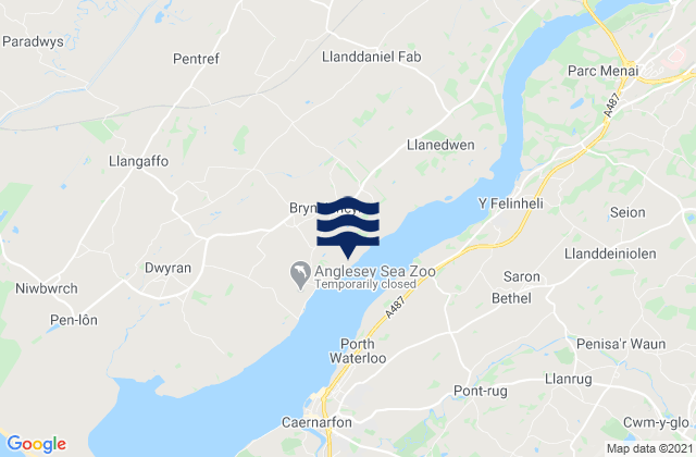 Llangefni, United Kingdomの潮見表地図