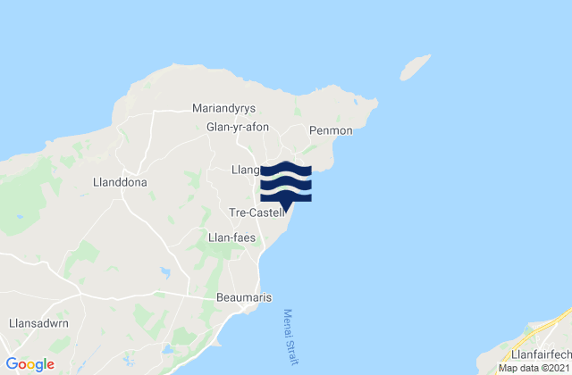 Llangoed, United Kingdomの潮見表地図