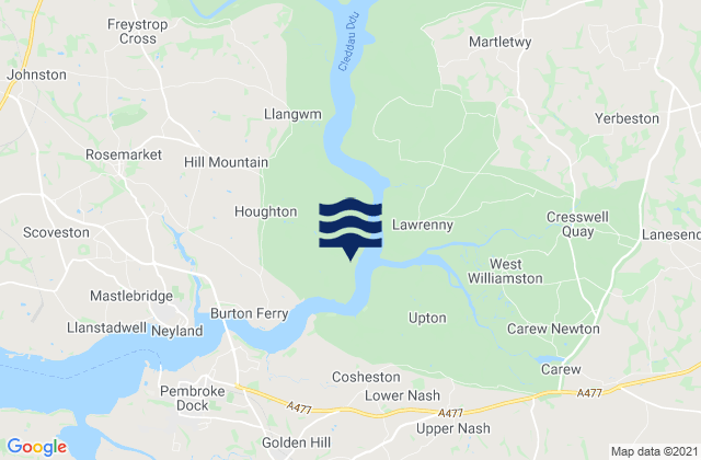 Llangwm, United Kingdomの潮見表地図