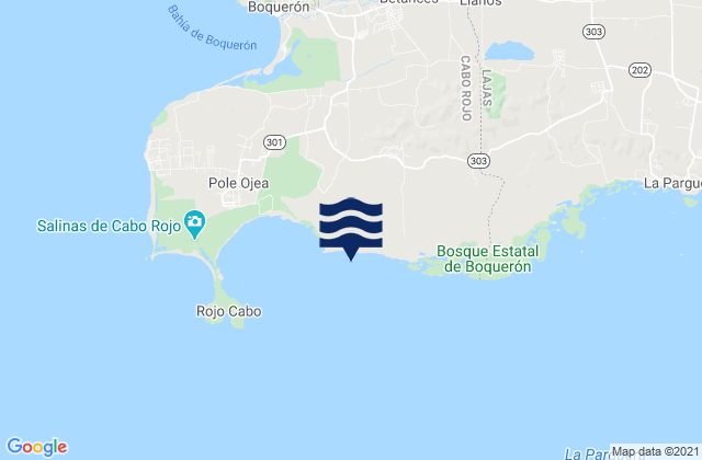 Llanos Costa Barrio, Puerto Ricoの潮見表地図