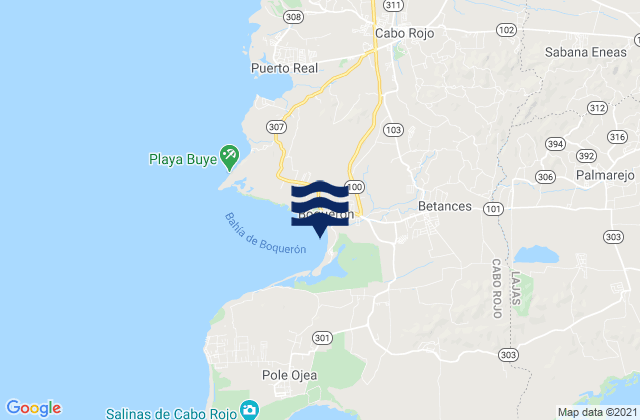 Llanos Tuna Barrio, Puerto Ricoの潮見表地図