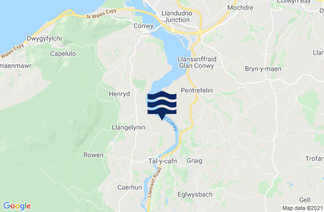 Llanrwst, United Kingdomの潮見表地図