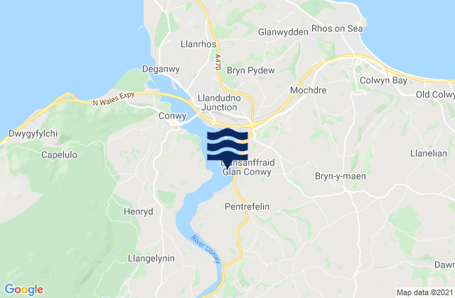 Llansantffraid Glan Conwy, United Kingdomの潮見表地図