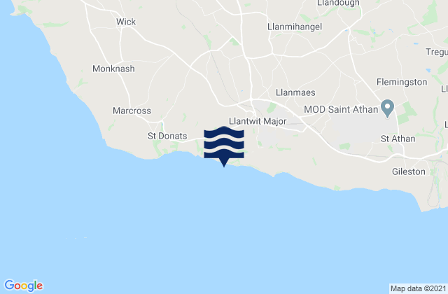 Llantwit Major Beach, United Kingdomの潮見表地図