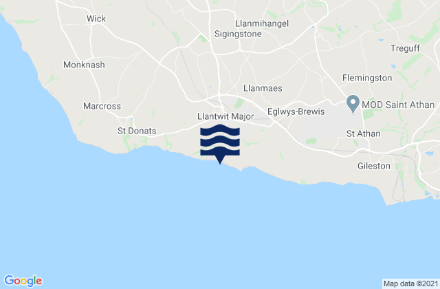 Llantwit Major, United Kingdomの潮見表地図