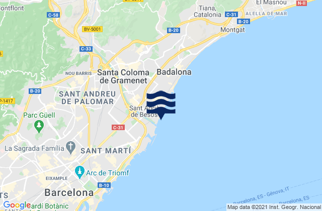 Llefià, Spainの潮見表地図