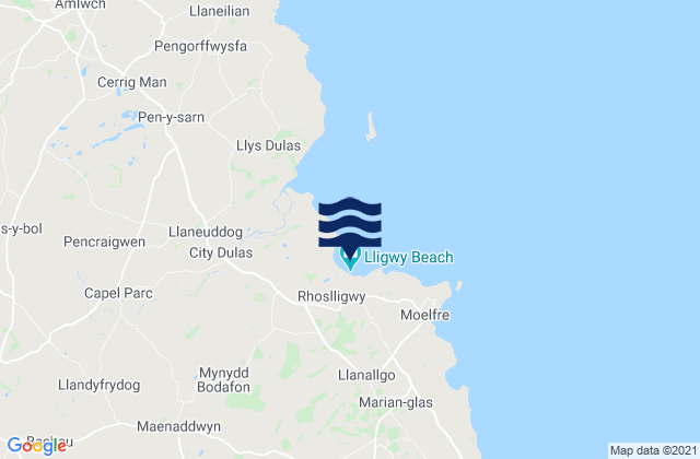 Lligwy Bay Beach, United Kingdomの潮見表地図