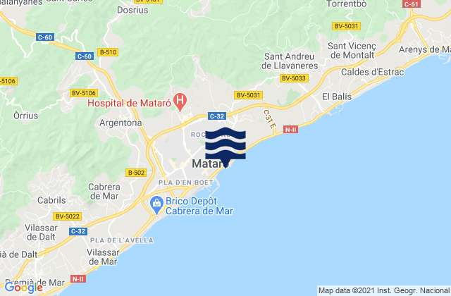 Llinars del Vallès, Spainの潮見表地図