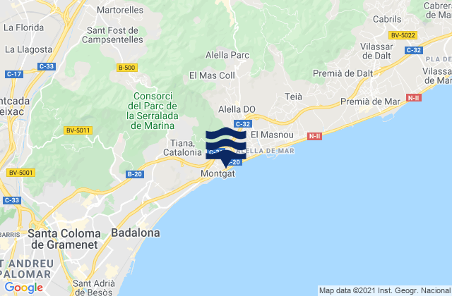 Lliçà de Vall, Spainの潮見表地図