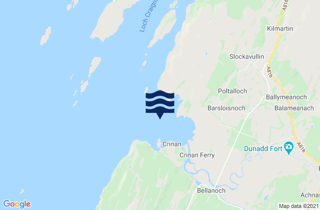 Loch Crinan, United Kingdomの潮見表地図