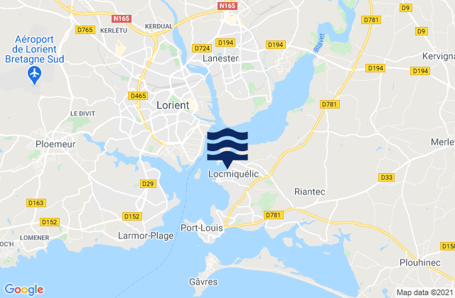 Locmiquélic, Franceの潮見表地図