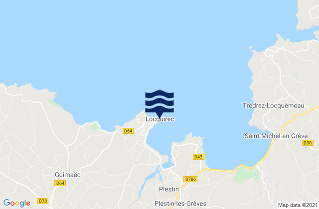 Locquirec, Franceの潮見表地図