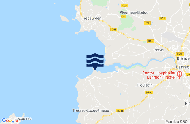 Locquémeau, Franceの潮見表地図