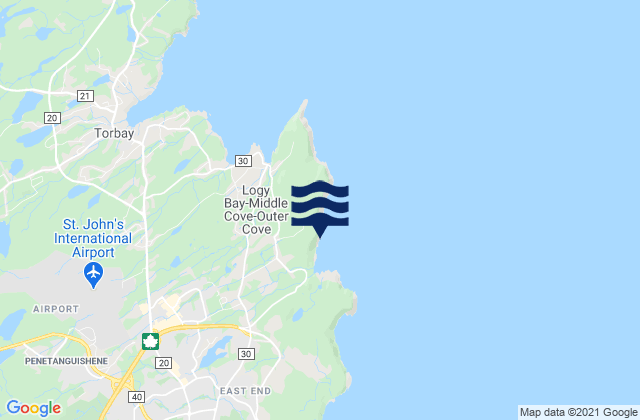 Logy Bay, Canadaの潮見表地図
