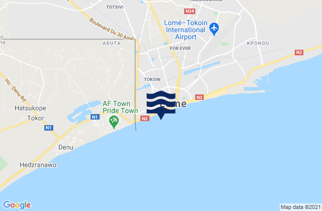 Lome, Togoの潮見表地図