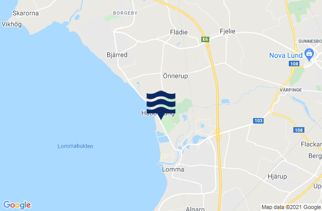 Lomma Kommun, Swedenの潮見表地図