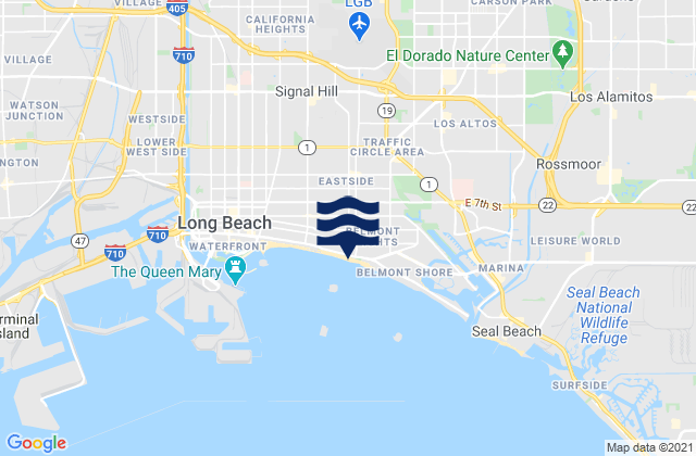 Long Beach City Beach, United Statesの潮見表地図