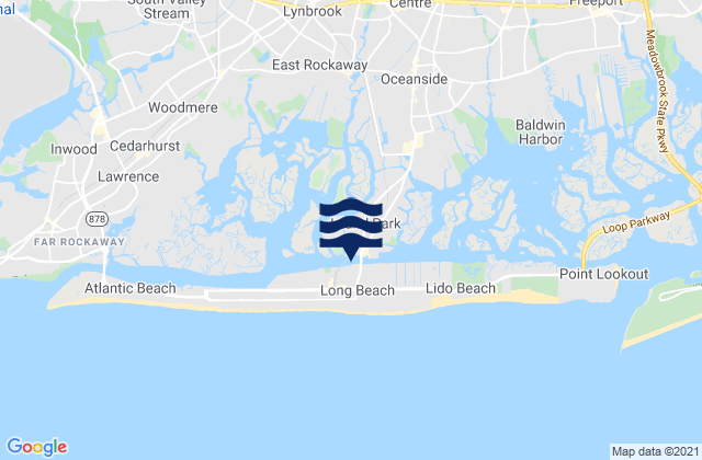 Long Beach inside between bridges, United Statesの潮見表地図