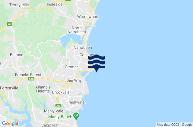 Long Reef Beach, Australiaの潮見表地図