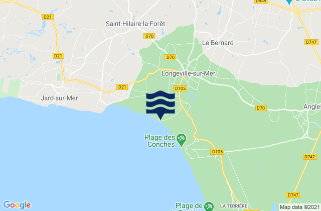 Longeville-sur-Mer, Franceの潮見表地図
