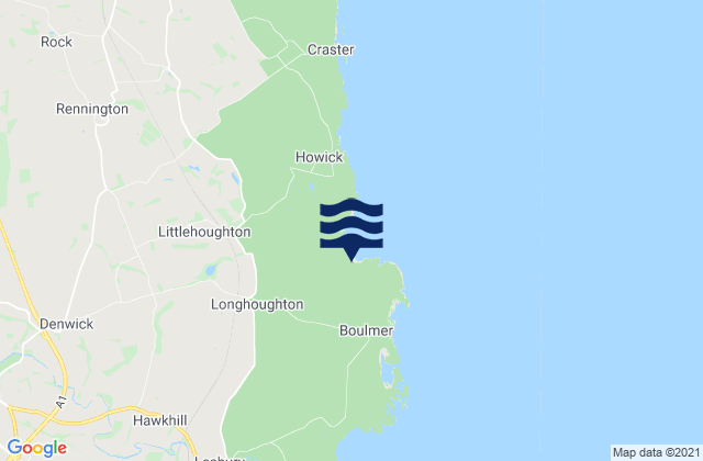 Longhoughton Beach, United Kingdomの潮見表地図