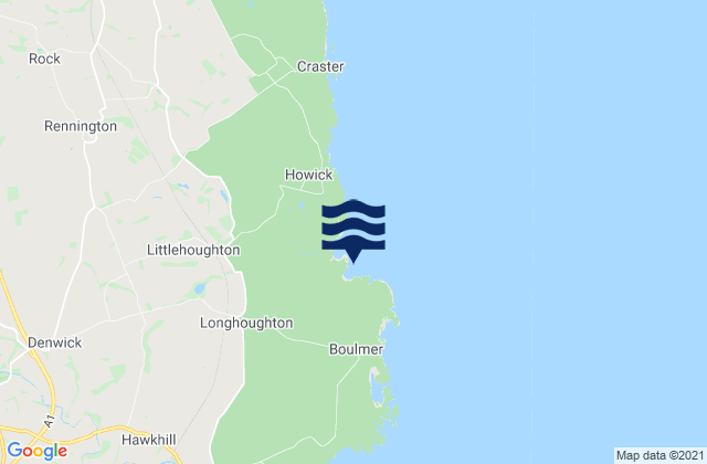 Longhoughton Steel Beach, United Kingdomの潮見表地図