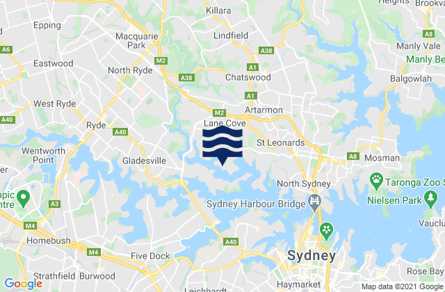Longueville, Australiaの潮見表地図