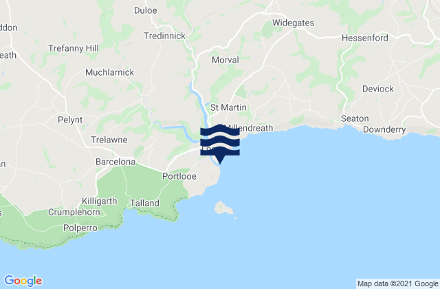 Looe Beach, United Kingdomの潮見表地図