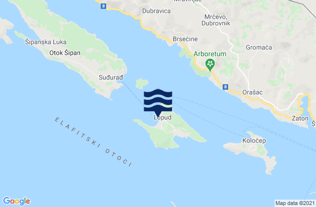 Lopud, Croatiaの潮見表地図