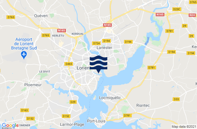 Lorient (Arsenal), Franceの潮見表地図