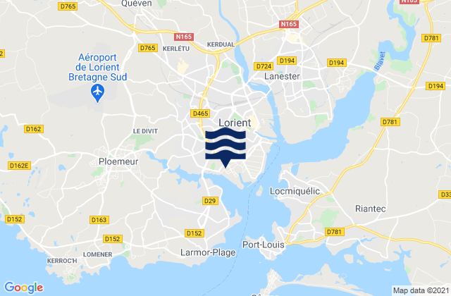 Lorient, Franceの潮見表地図