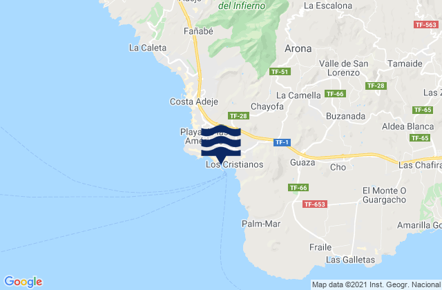 Los Cristianos (Tenerife), Spainの潮見表地図