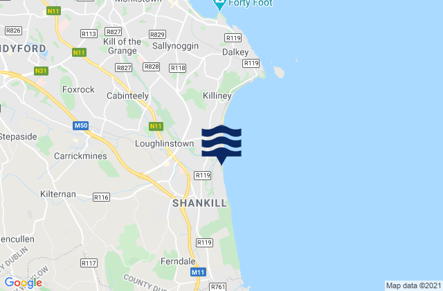 Loughlinstown, Irelandの潮見表地図