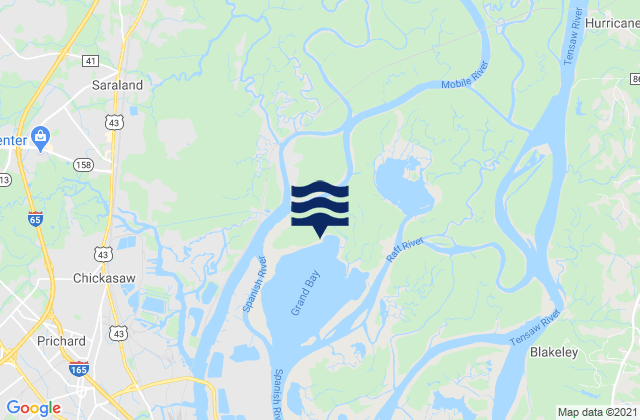 Lower Bryant Landing, Tensay River, United Statesの潮見表地図