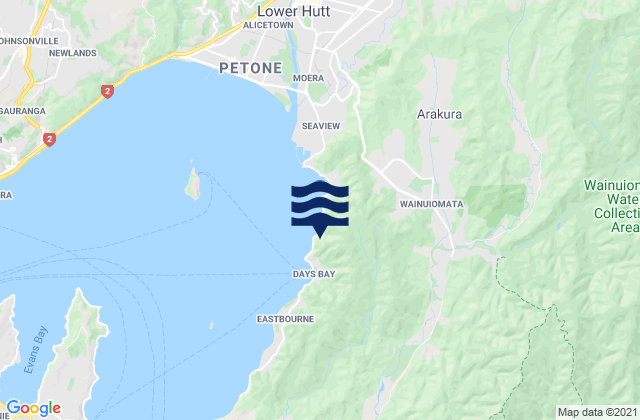 Lower Hutt City, New Zealandの潮見表地図