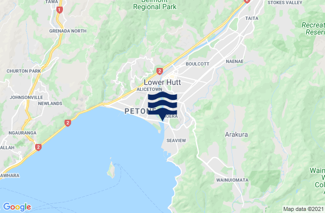 Lower Hutt, New Zealandの潮見表地図