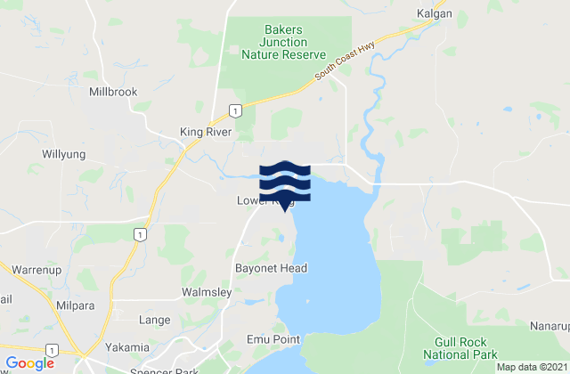 Lower King, Australiaの潮見表地図