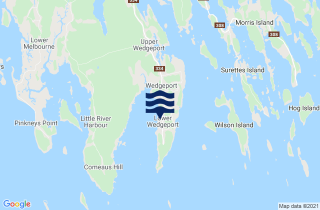 Lower Wedgeport, Canadaの潮見表地図