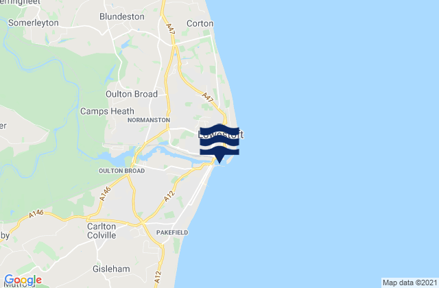Lowestoft, United Kingdomの潮見表地図