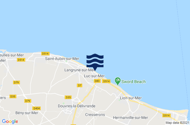 Luc Sur Mer, Franceの潮見表地図
