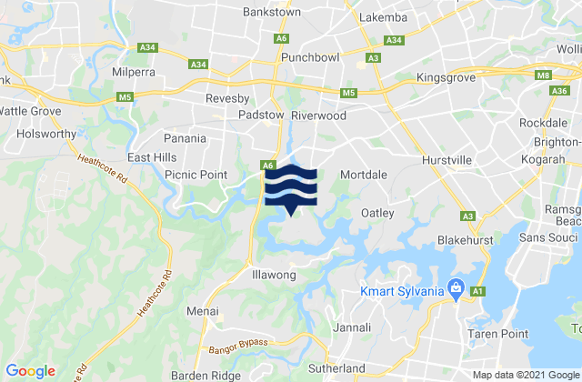 Lugarno, Australiaの潮見表地図