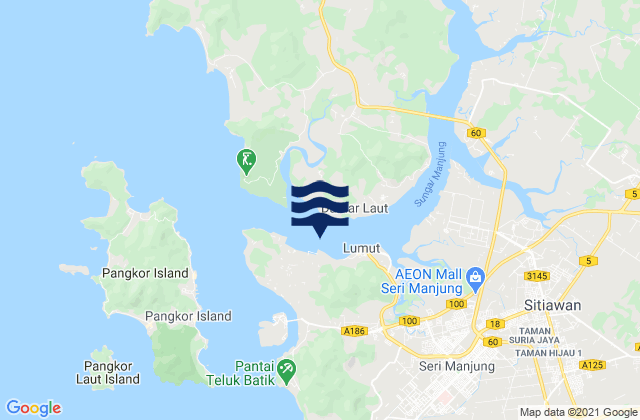 Lumut Dinding River, Malaysiaの潮見表地図