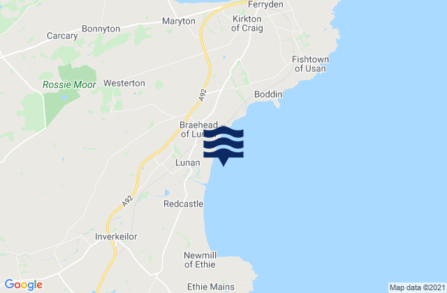 Lunan Bay, United Kingdomの潮見表地図