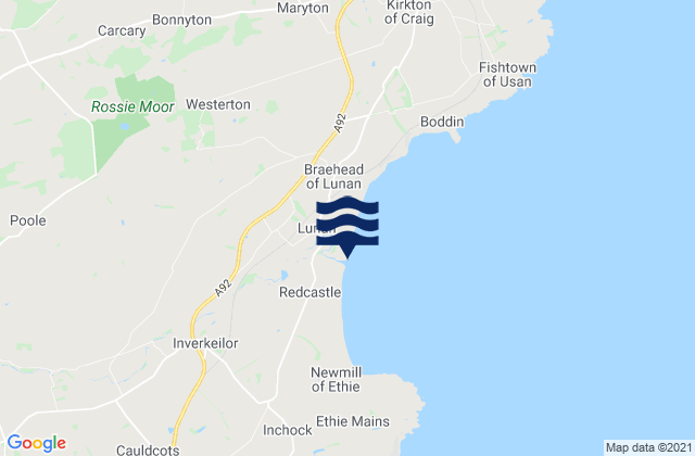Lunan Bay Beach, United Kingdomの潮見表地図