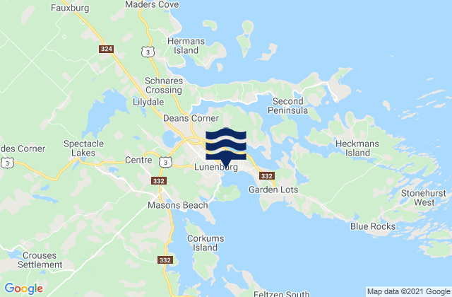Lunenburg, Canadaの潮見表地図