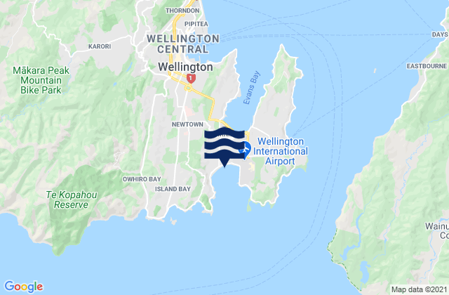 Lyall Bay, New Zealandの潮見表地図