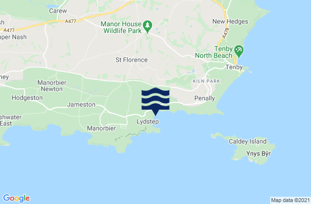 Lydstep Beach, United Kingdomの潮見表地図