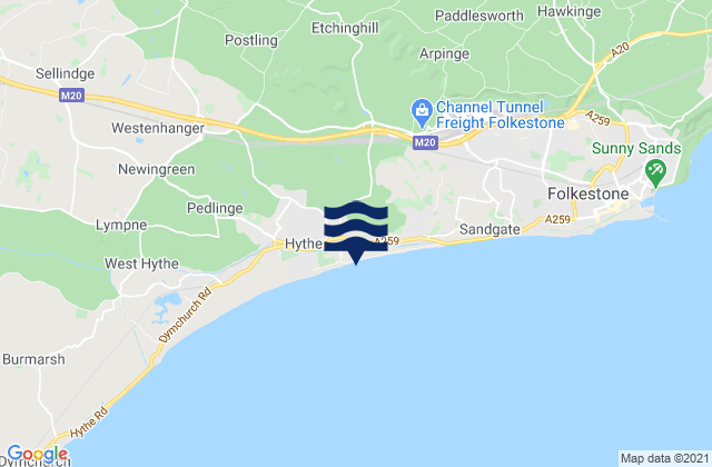 Lyminge, United Kingdomの潮見表地図